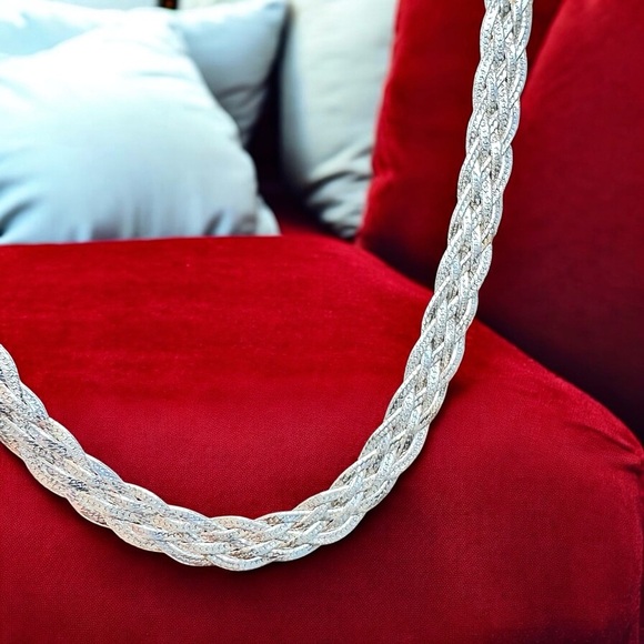 Vintage Signed 925 Mex MD28 Sterling Silver Woven Necklace - Picture 8 of 9